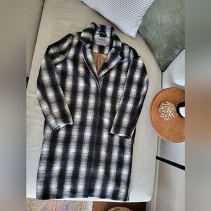 Wool Blend black/off white Plaid Coat XS
